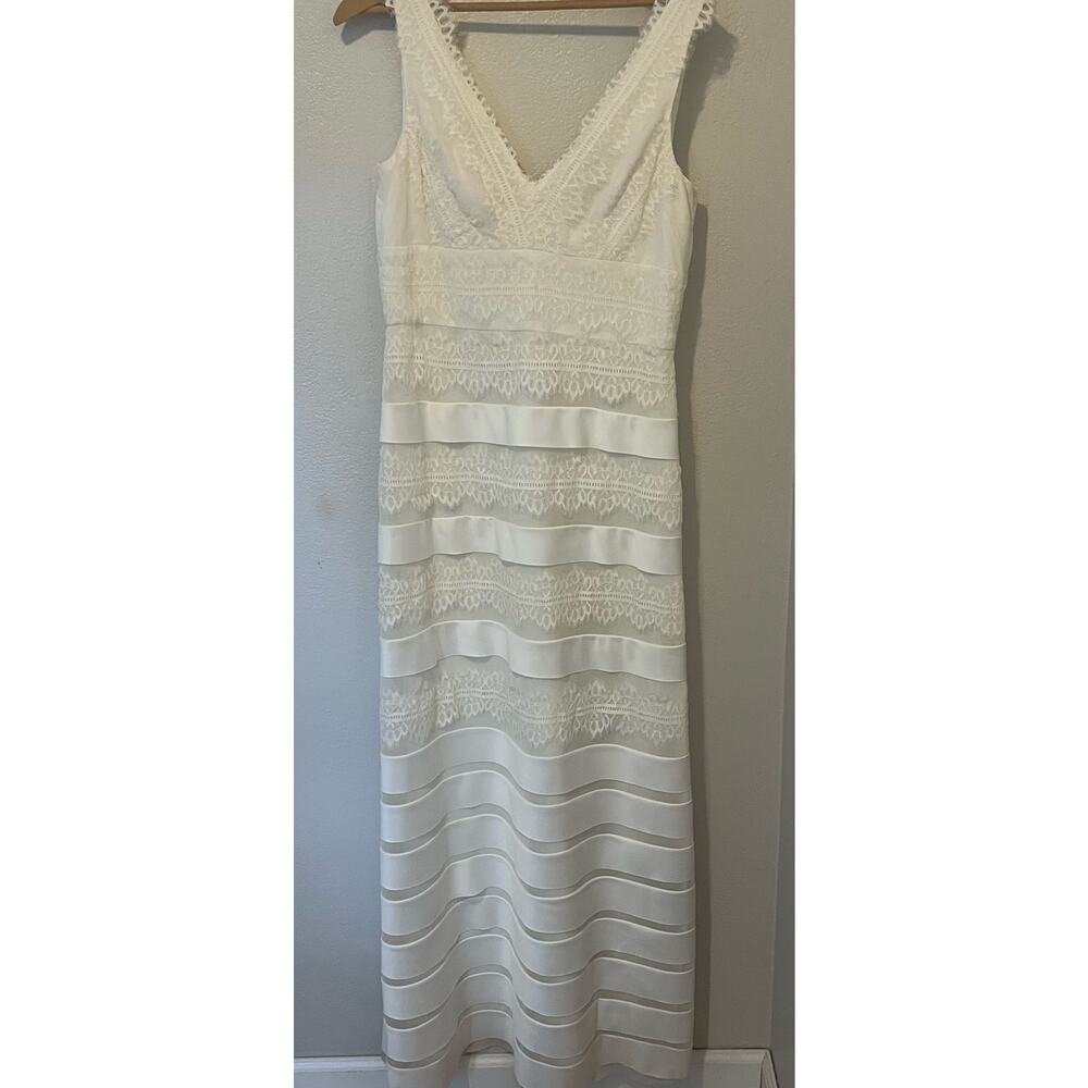 Women's JS Collections Dress Long Tiered Cream Lace A-line Wedding Dress Size 10